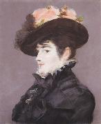 Edouard Manet Portrait de Jeanne Martin au Chapeau orne d'une Rose oil painting artist